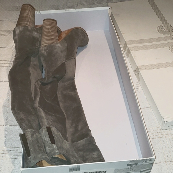 Sigerson Morrison NEW Boots Over-The-Knee Cuffed Tall Heel Suede Women's 11 - Picture 10 of 17